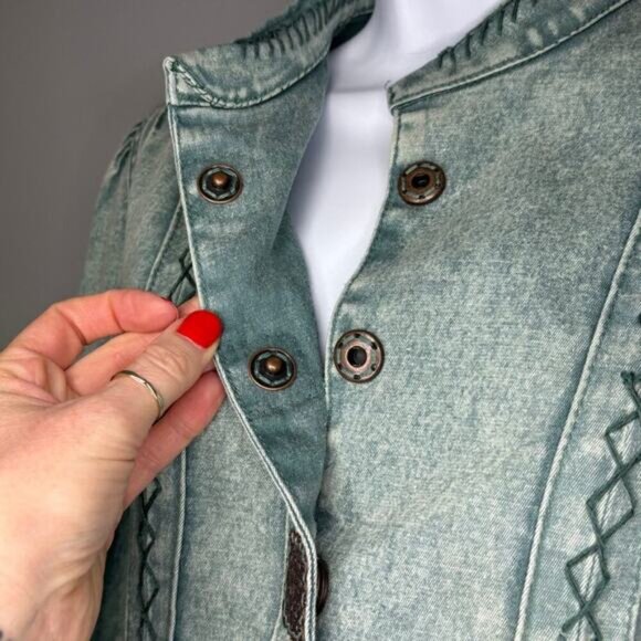 VTG DG2 Diane Gilman Western Hippie Cowgirl Embroider Denim Jacket Womens Sz XS - Picture 5 of 8